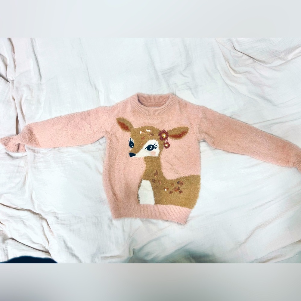 Pink Reindeer Sweater for Girls